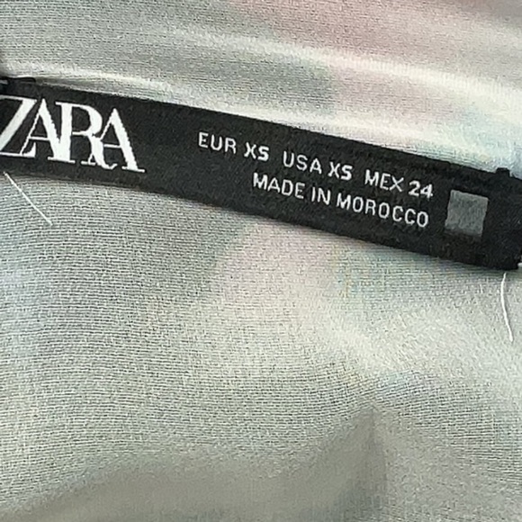 Zara Green & Pink Watercolor Floral Print Wide Leg Jumpsuit Size XS - Picture 8 of 9